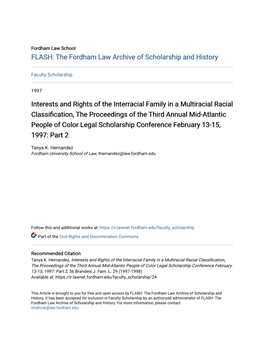 Interests and Rights of the Interracial Family in a Multiracial Racial