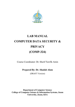 Lab Manual Computer Data Security & Privacy (Comp-324)