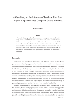 Players Helped Develop Computer Games in Britain（Paul Mason）