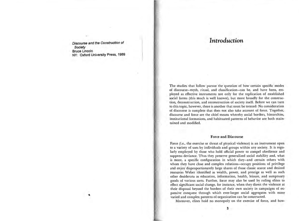 Introduction Society Bruce Lincoln NY: Oxford University Press, 1989