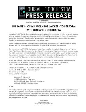 Jim James - of My Morning Jacket - to Perform with Louisville Orchestra