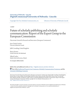 Future of Scholarly Publishing and Scholarly Communication: Report Of