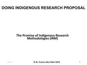 Doing Indigenous Research Proposal