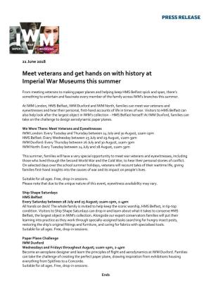 Meet Veterans and Get Hands on with History at Imperial War Museums This Summer
