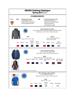 EBOSS Clothing Catalogue EMBROIDERY