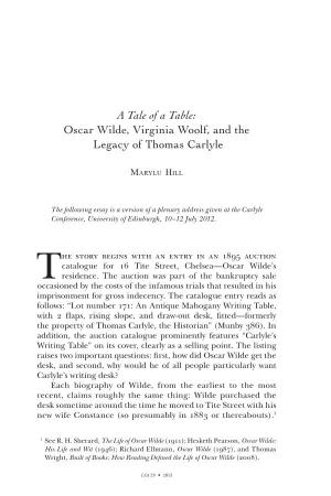 A Tale of a Table: Oscar Wilde, Virginia Woolf, and the Legacy of Thomas Carlyle
