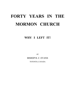 Forty Years in the Mormon Church
