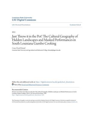 The Cultural Geography of Hidden Landscapes and Masked Performances in South Louisiana Gumbo Cooking