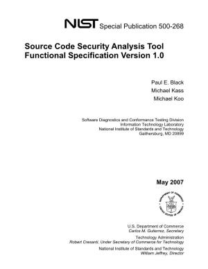 Source Code Security Analysis Tool Functional Specification Version 1.0