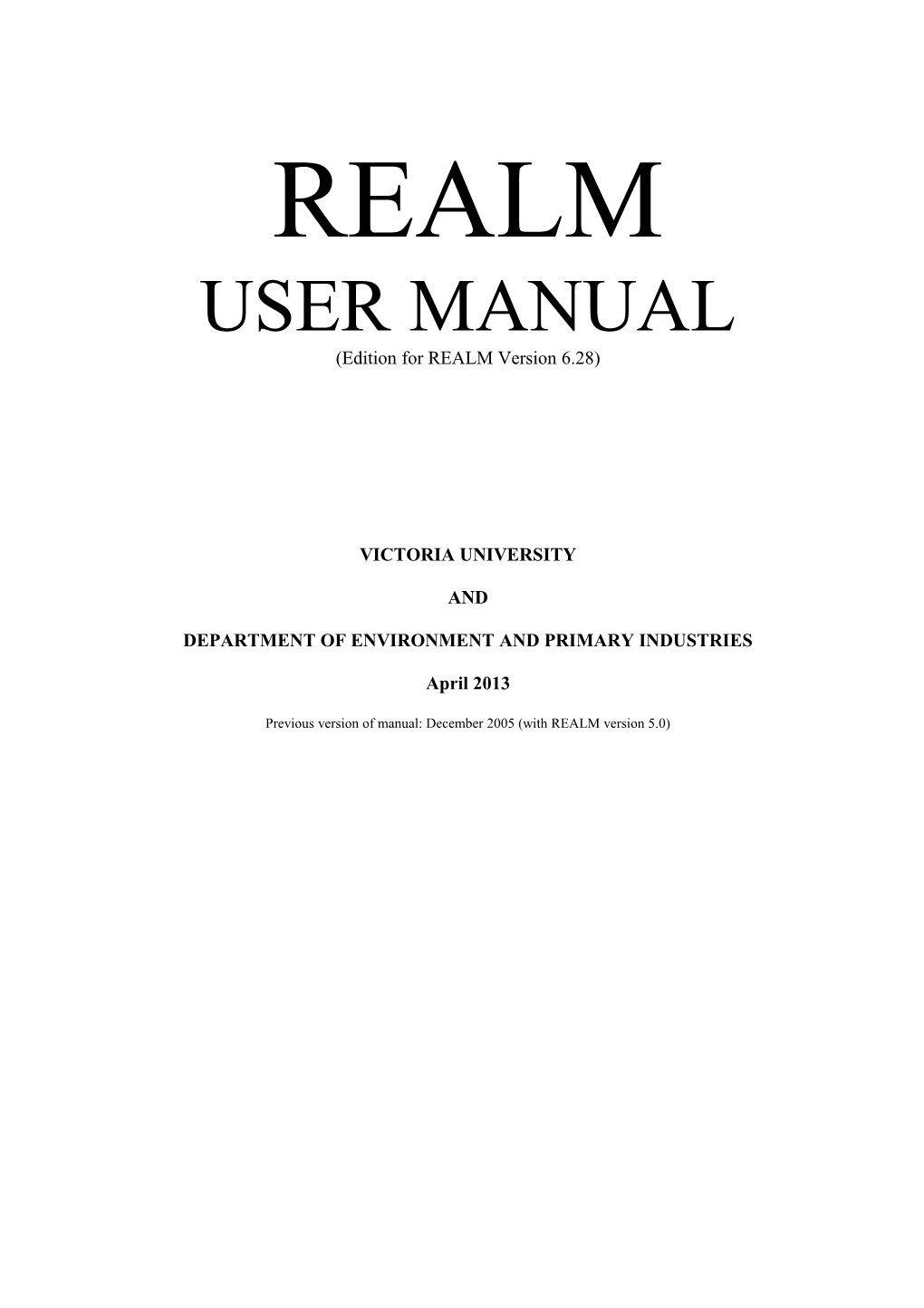 REALM User Manual Version 6.28