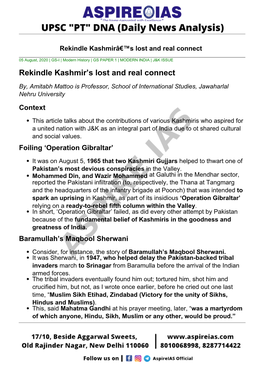 Rekindle Kashmir's Lost and Real Connect