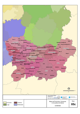 Mapa De Provincias, Comarcas E Concellos De Galicia OURENSE