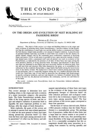 On the Origin and Evolution of Nest Building by Passerine Birds’