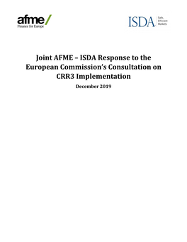 Joint AFME – ISDA Response to the European Commission's