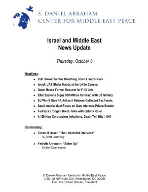Israel and Middle East News Update