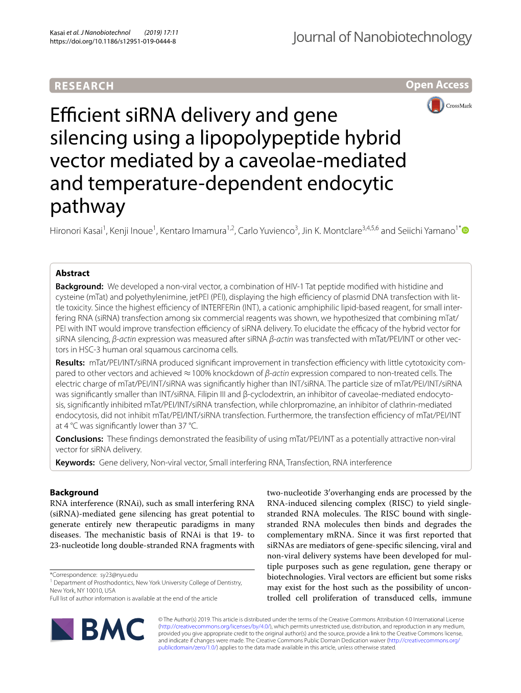 Efficient Sirna Delivery and Gene Silencing Using a Lipopolypeptide Hybrid Vector Mediated by a Caveolae-Mediated and Temperatur