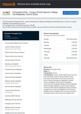 962 Bus Time Schedule & Line Route