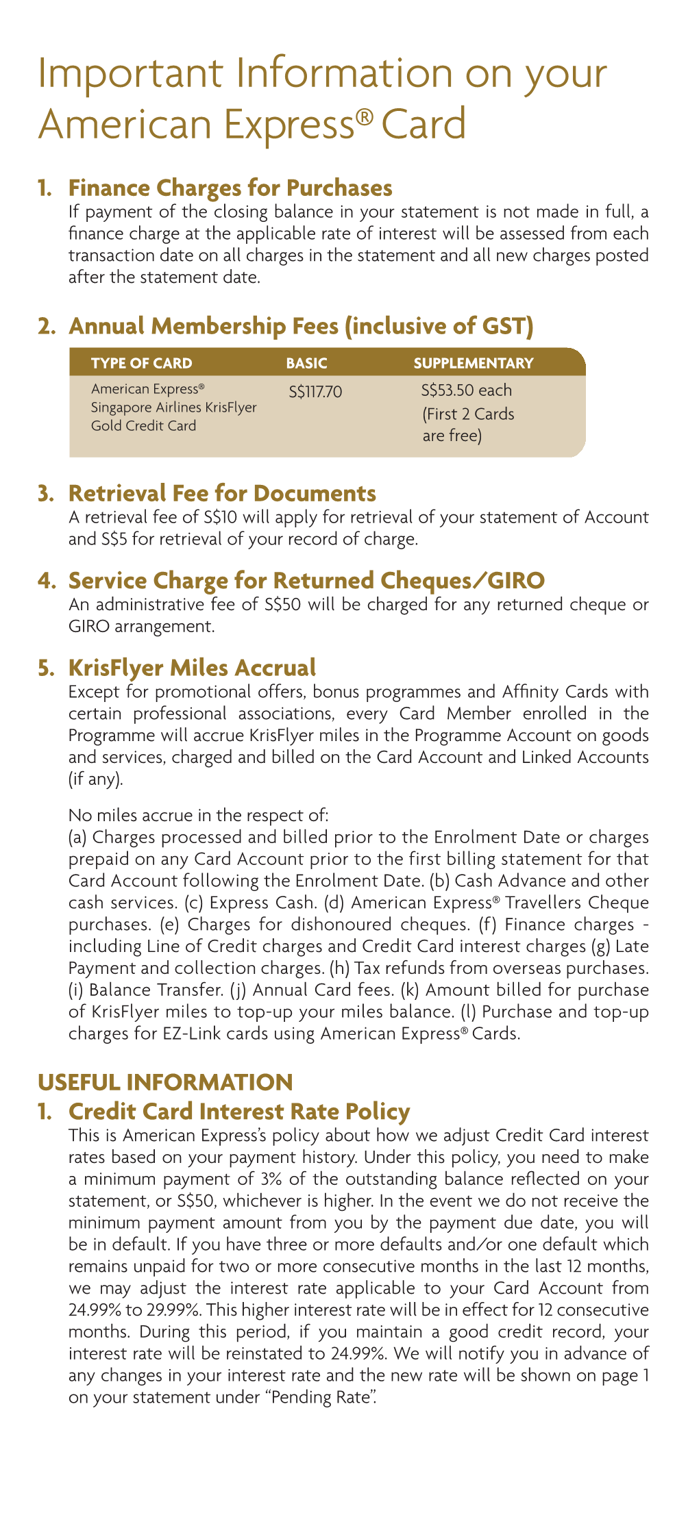 American Express ® Singapore Airlines Krisflyer Gold Credit Card