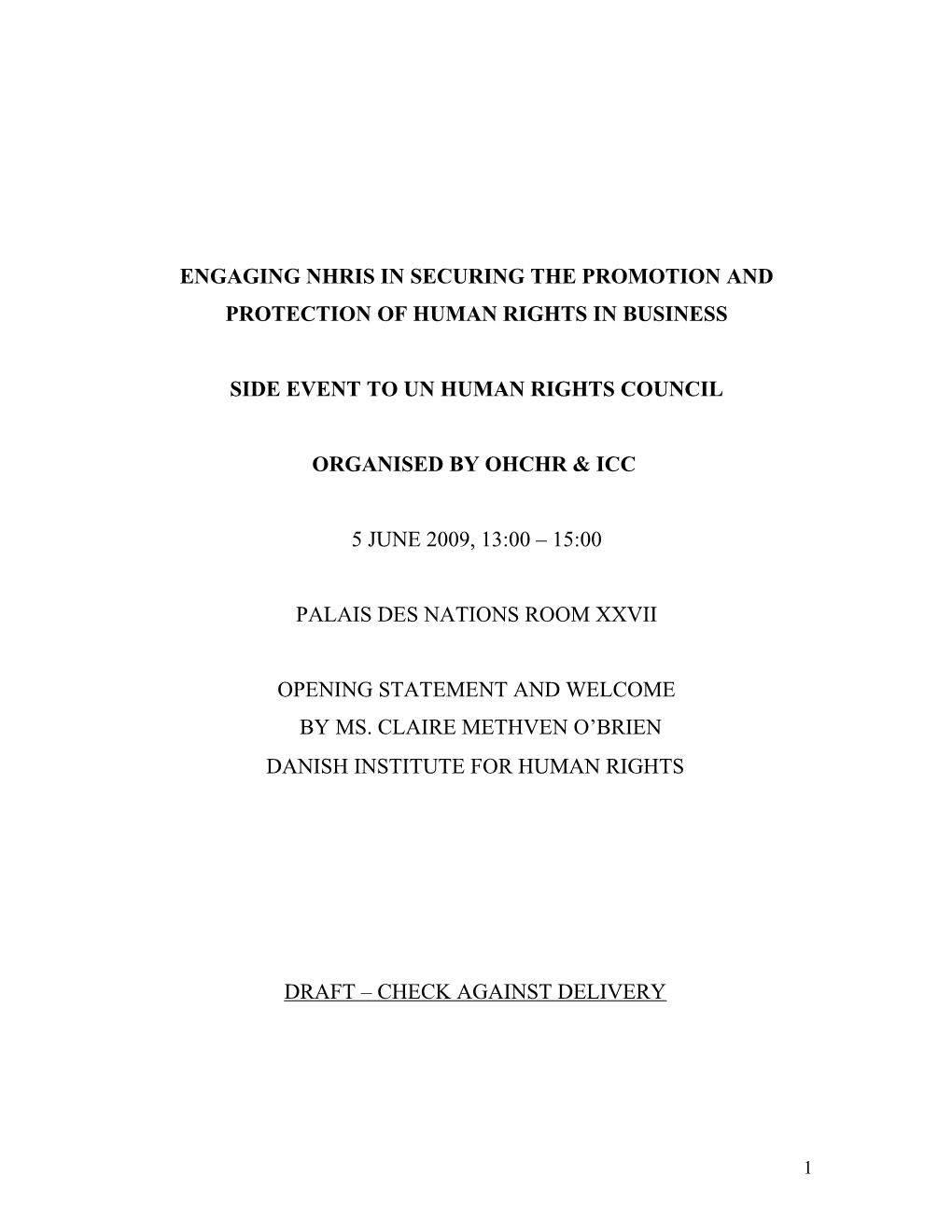 Engaging Nhris in Securing the Promotion and Protection of Human Rights in Business