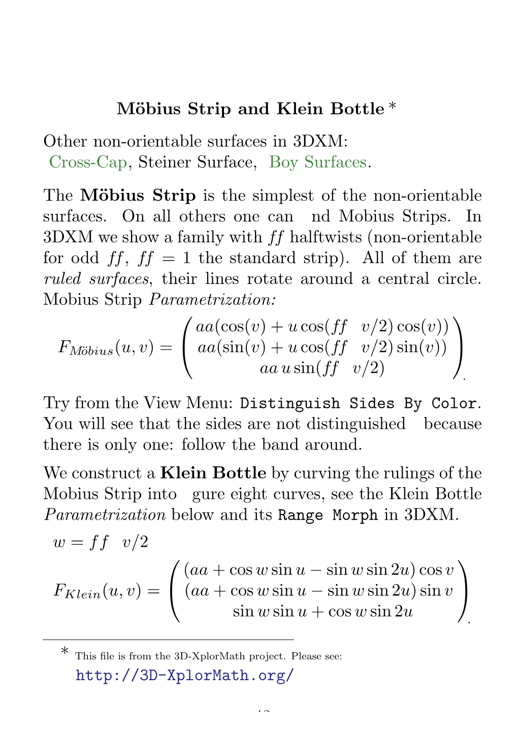 Möbius Strip and Klein Bottle * Other Non