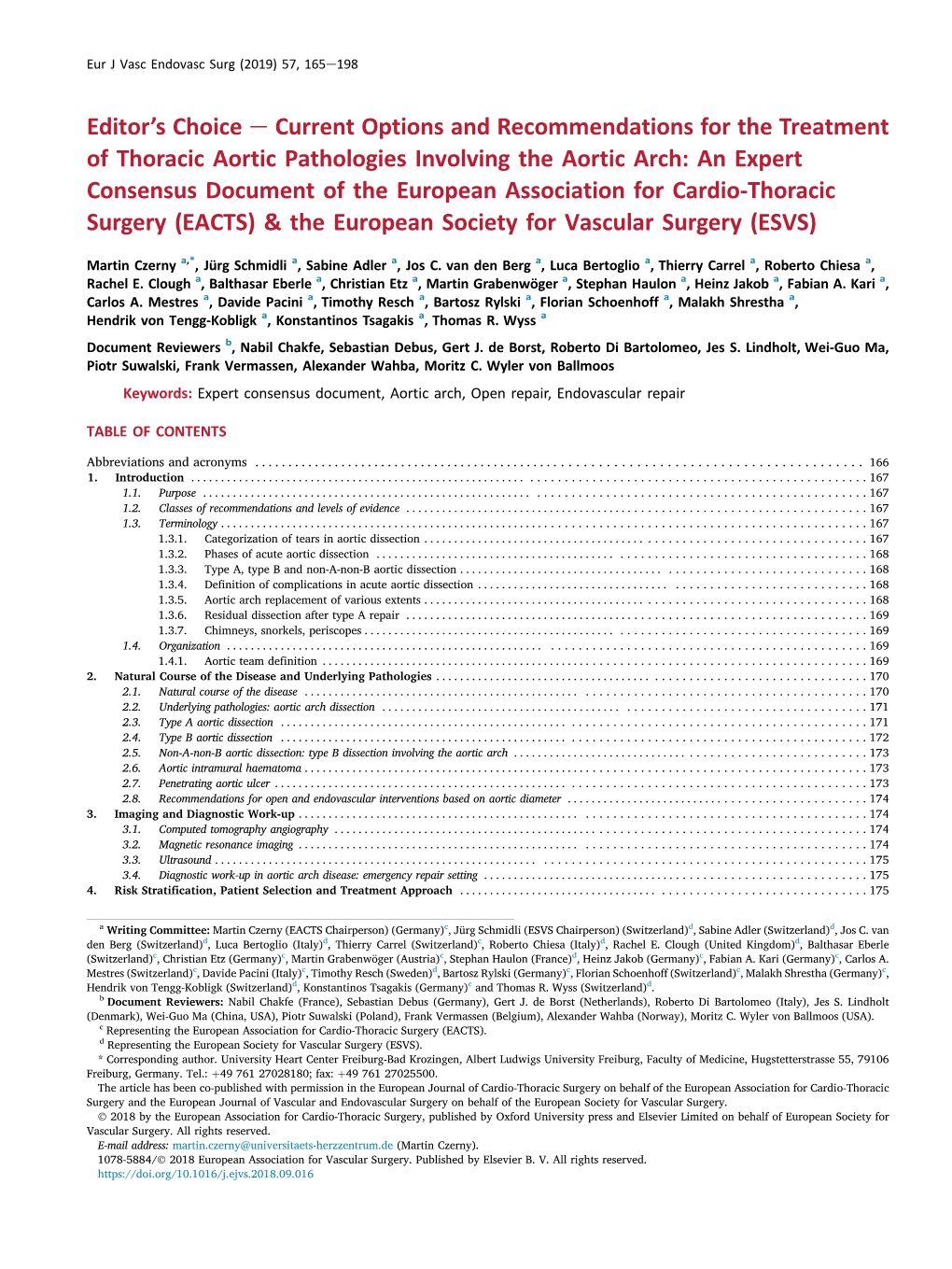 Current Options and Recommendations for the Treatment of Thoracic Aortic Pathologies Involving the Aortic