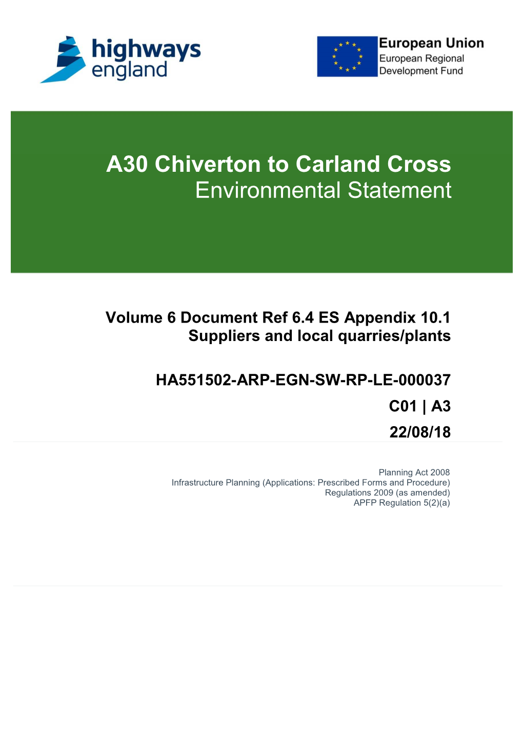 A30 Chiverton to Carland Cross Environmental Statement