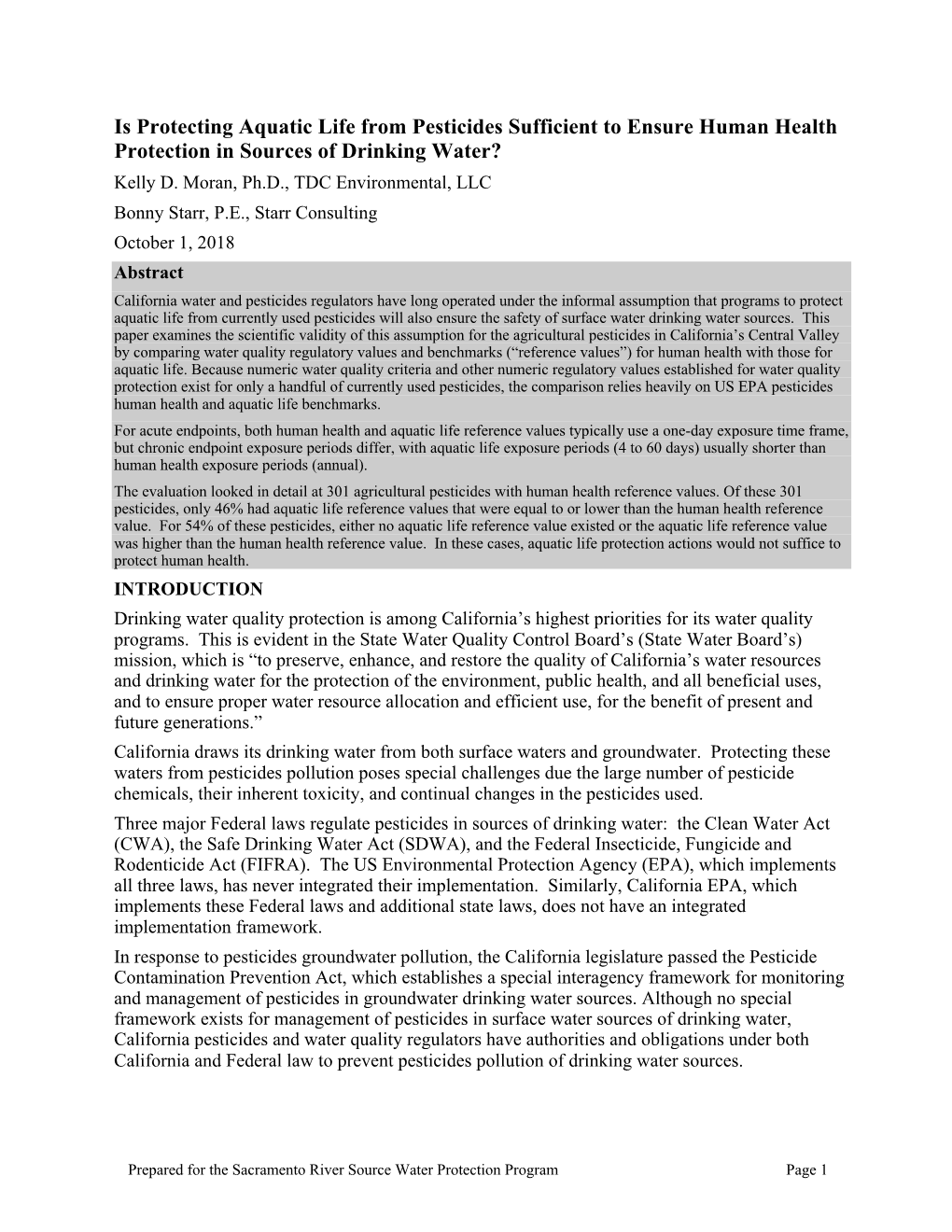 Pesticide Reference Values Comparison Study