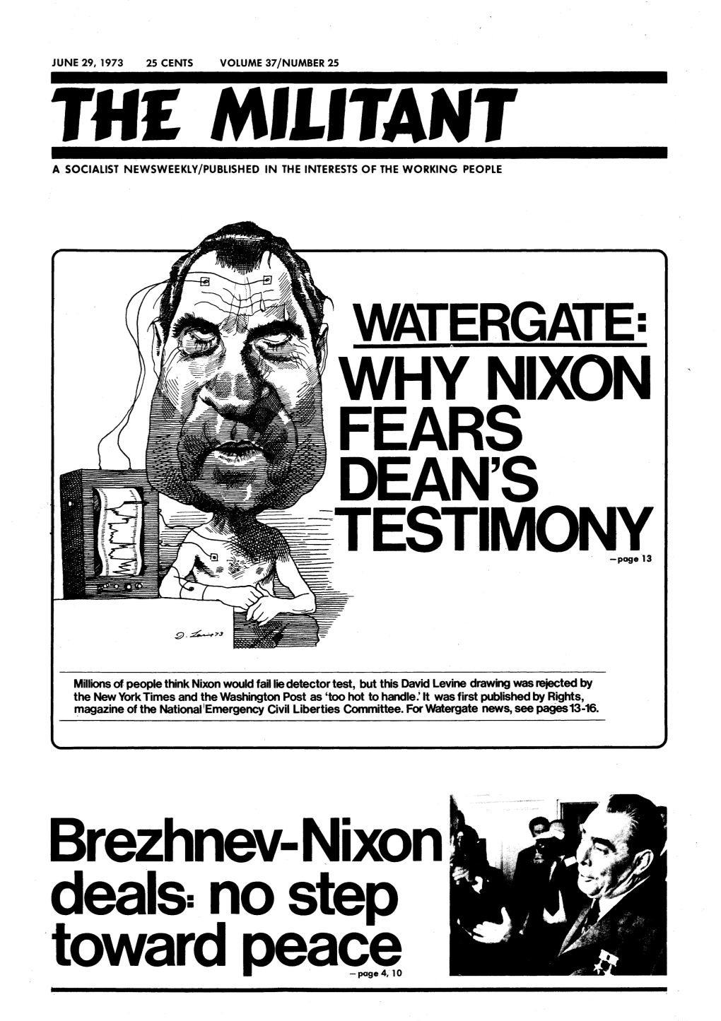 WATERGATE: WHY NIXON FEARS DEAN's ~-=TESTIM -Page 13