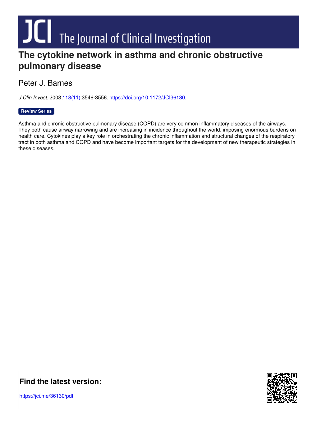 The Cytokine Network in Asthma and Chronic Obstructive Pulmonary Disease