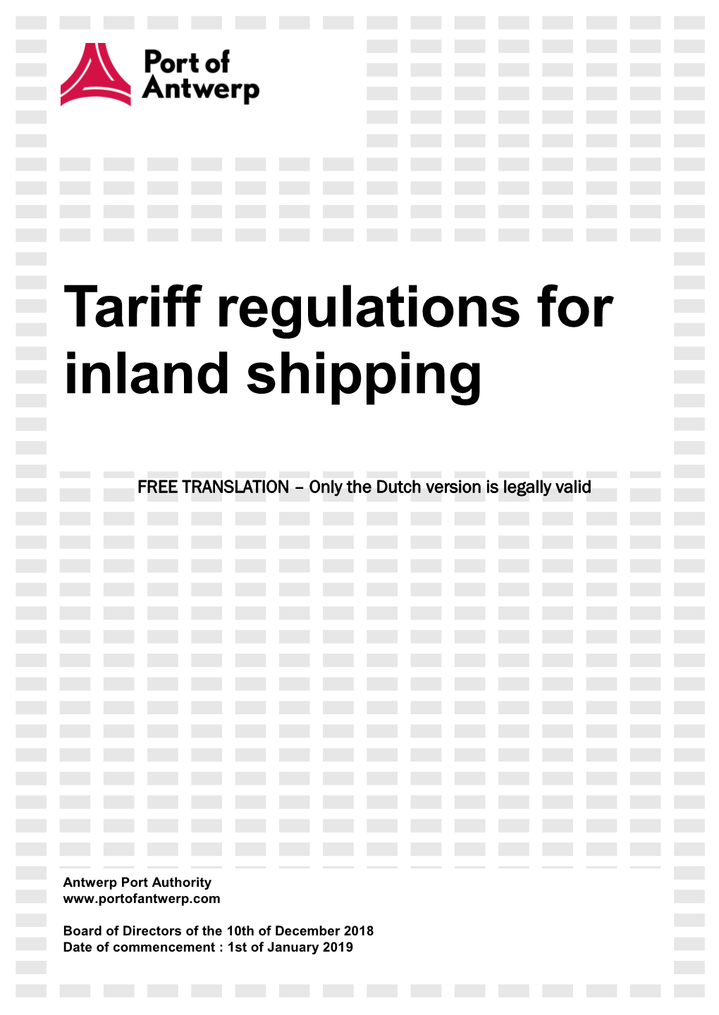 Tariff Regulations for Inland Shipping