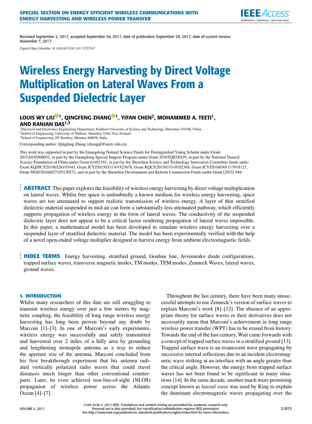 Wireless Energy Harvesting by Direct Voltage Multiplication on Lateral Waves from a Suspended Dielectric Layer