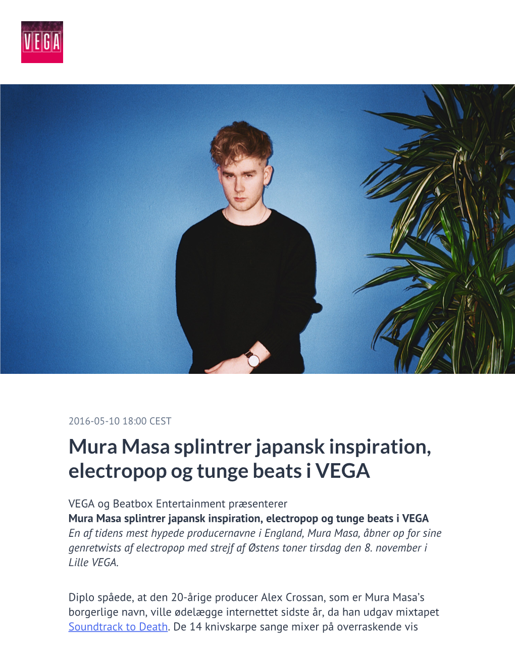 Mura Masa Splintrer Japansk Inspiration, Electropop Og Tunge Beats I VEGA