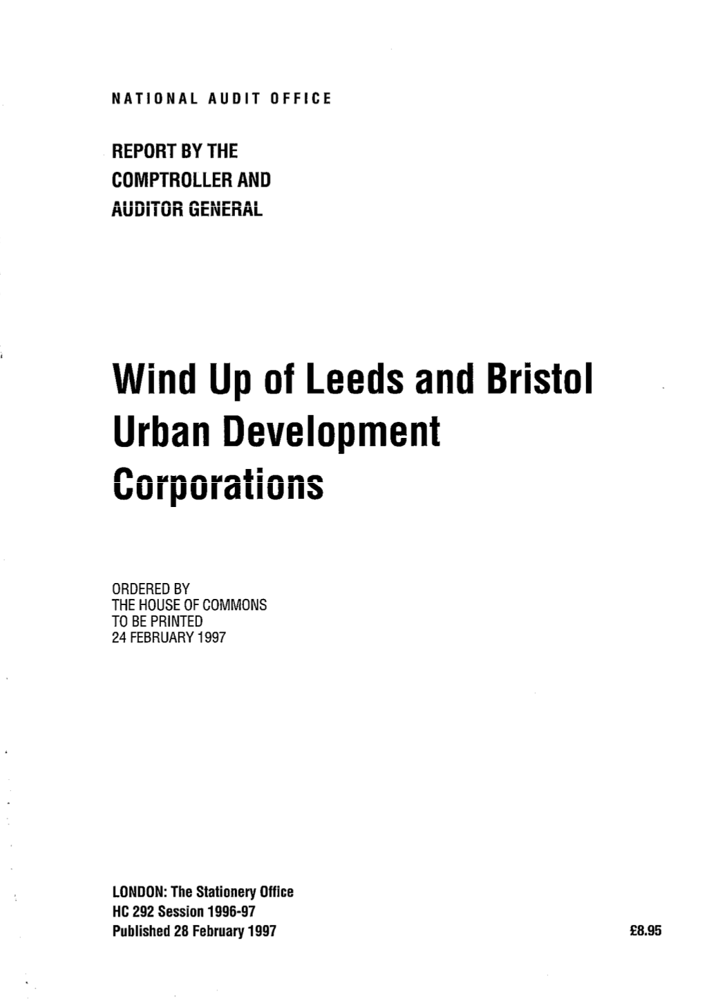 Wind up of Leeds and Bristol Urban Development Corporations