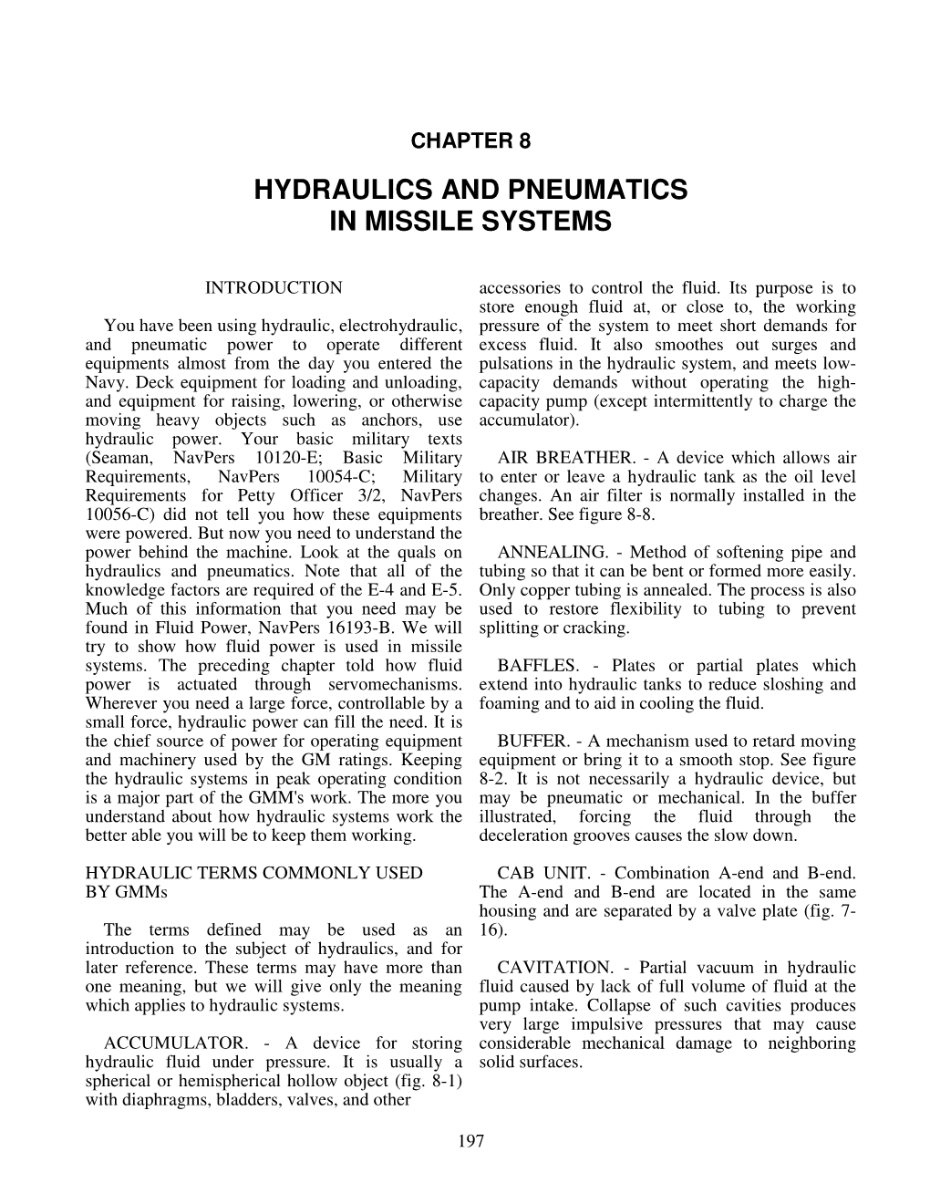 Hydraulics and Pneumatics in Missile Systems