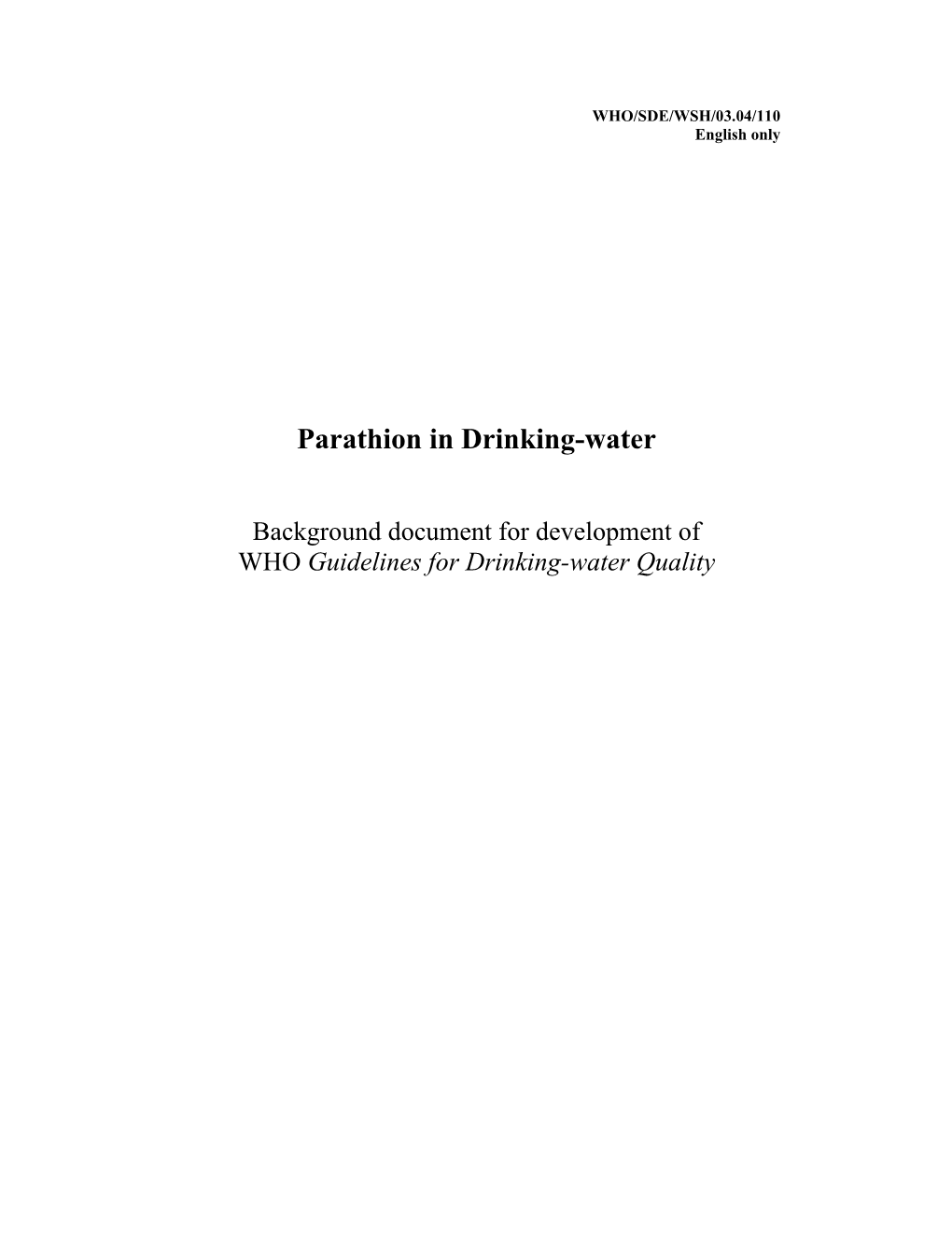 Parathion in Drinking-Water