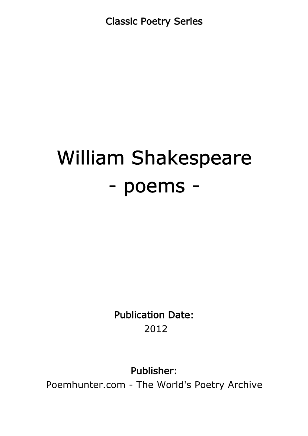 William Shakespeare - Poems