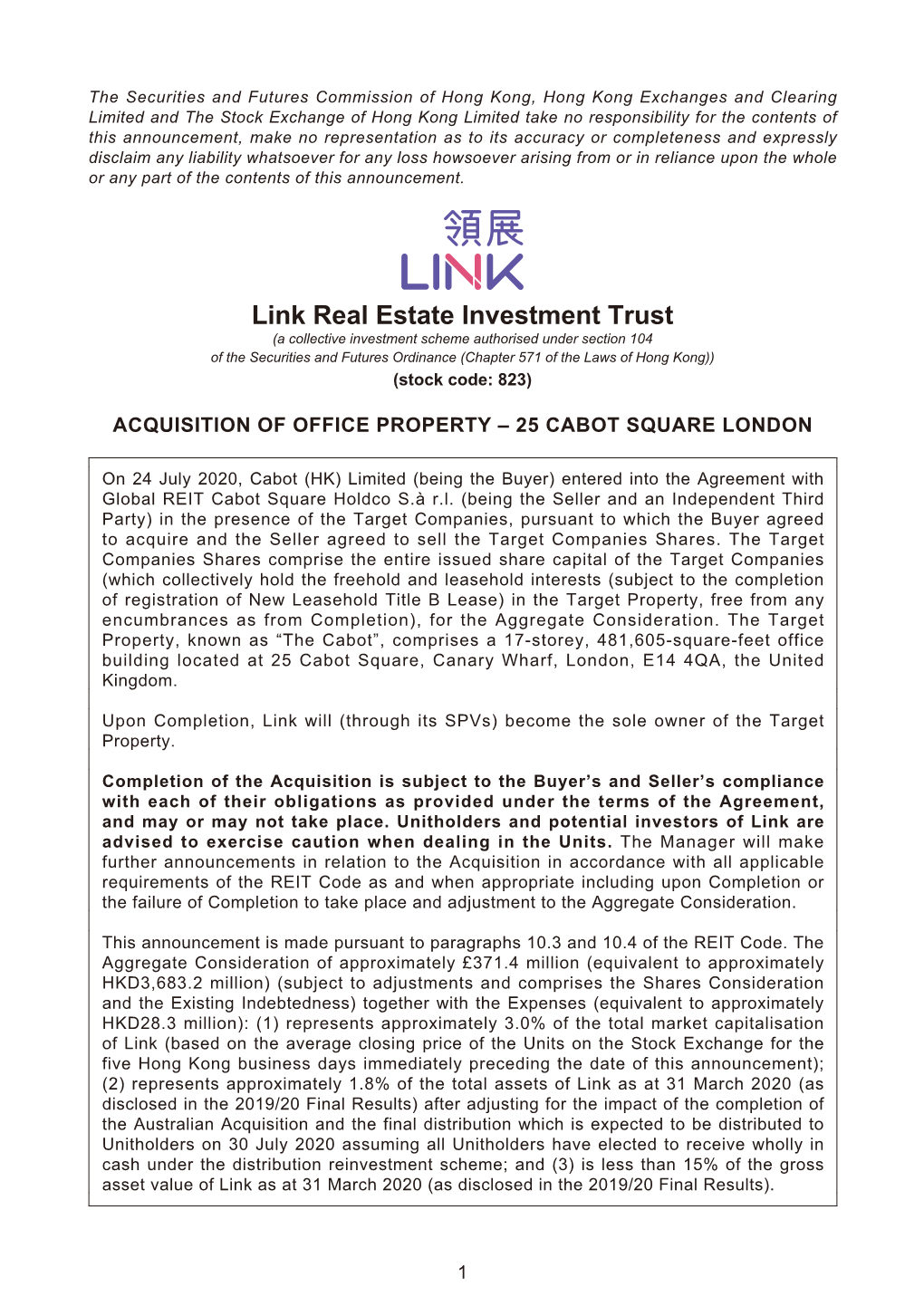 Link Real Estate Investment Trust