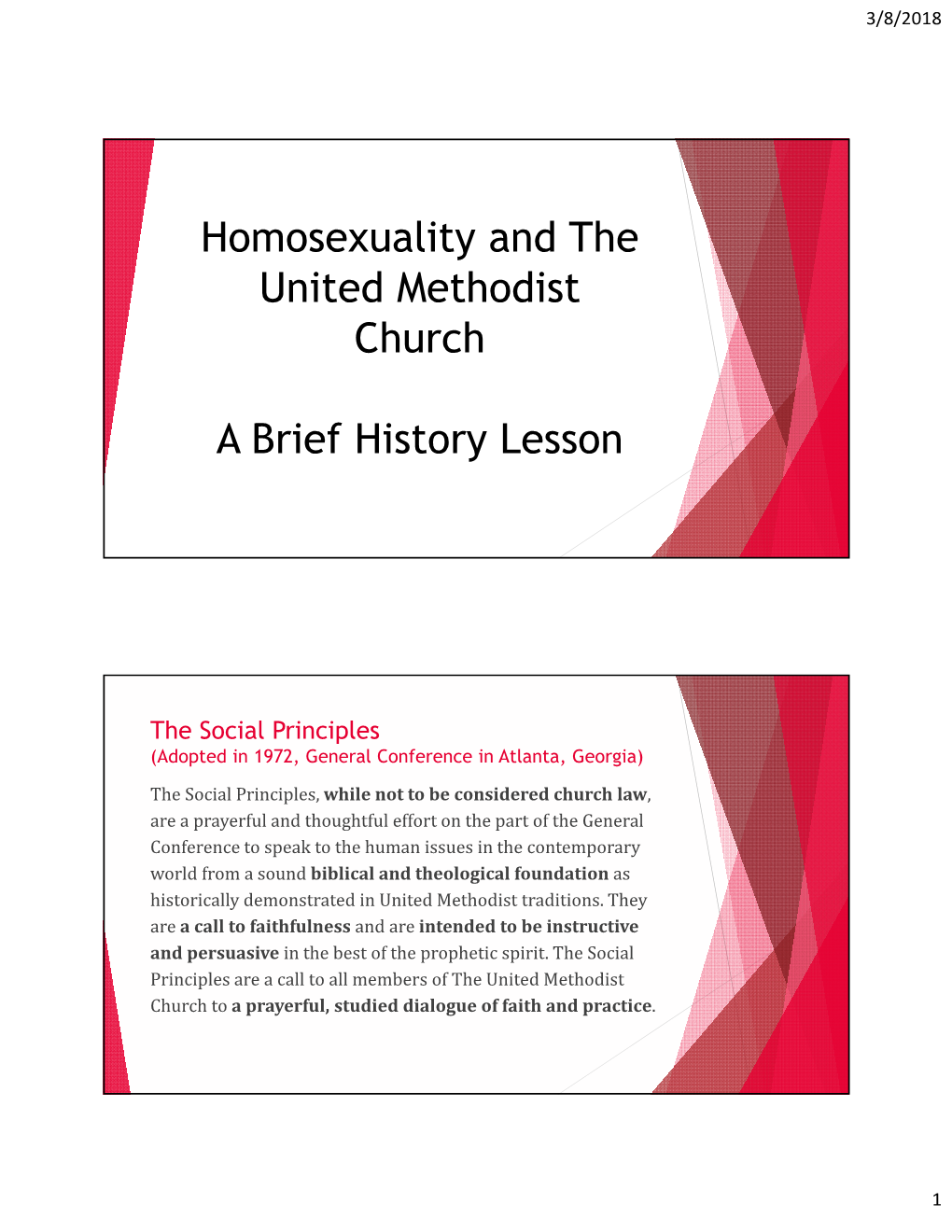 Homosexuality and the United Methodist Church a Brief History Lesson