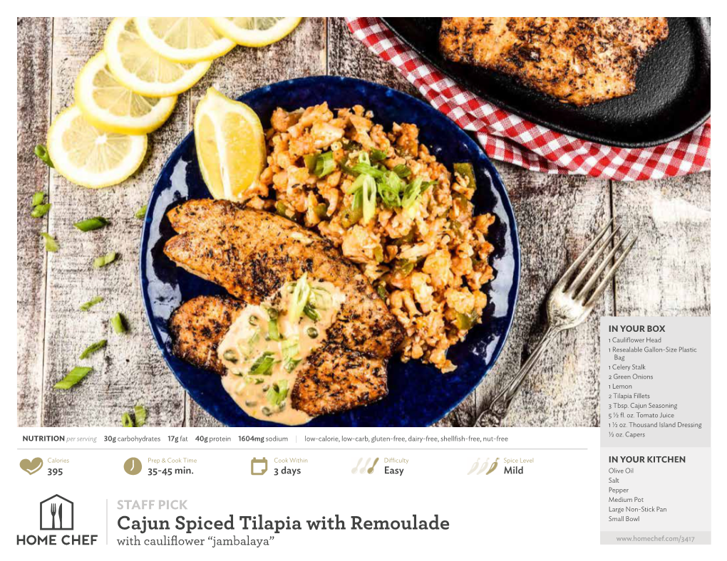 Cajun Spiced Tilapia with Remoulade