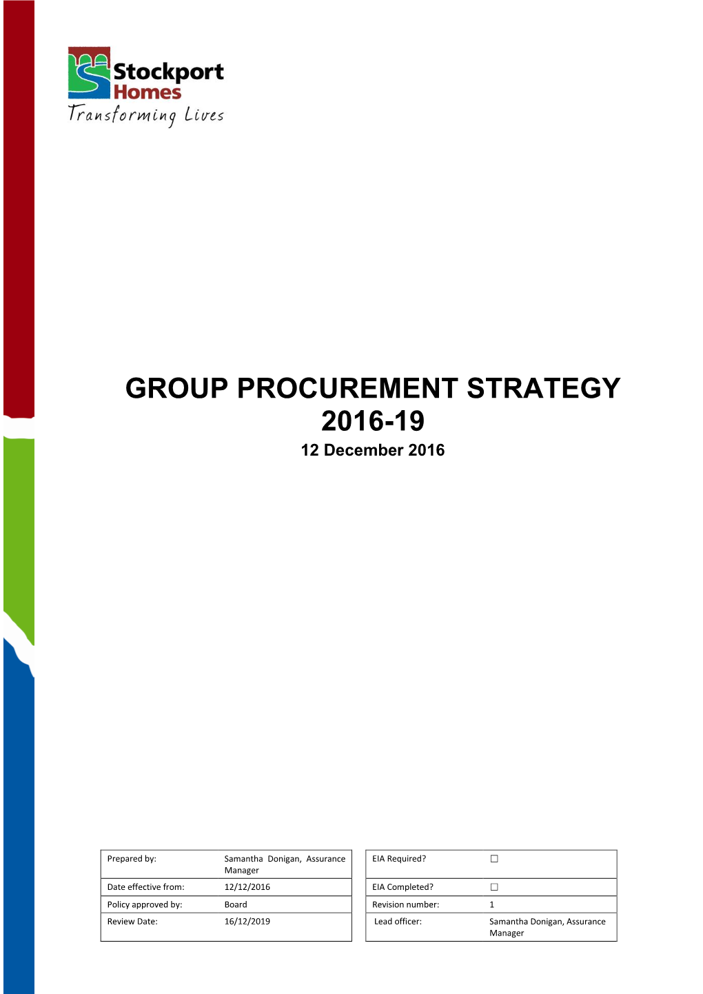 GROUP PROCUREMENT STRATEGY 2016-19 12 December 2016