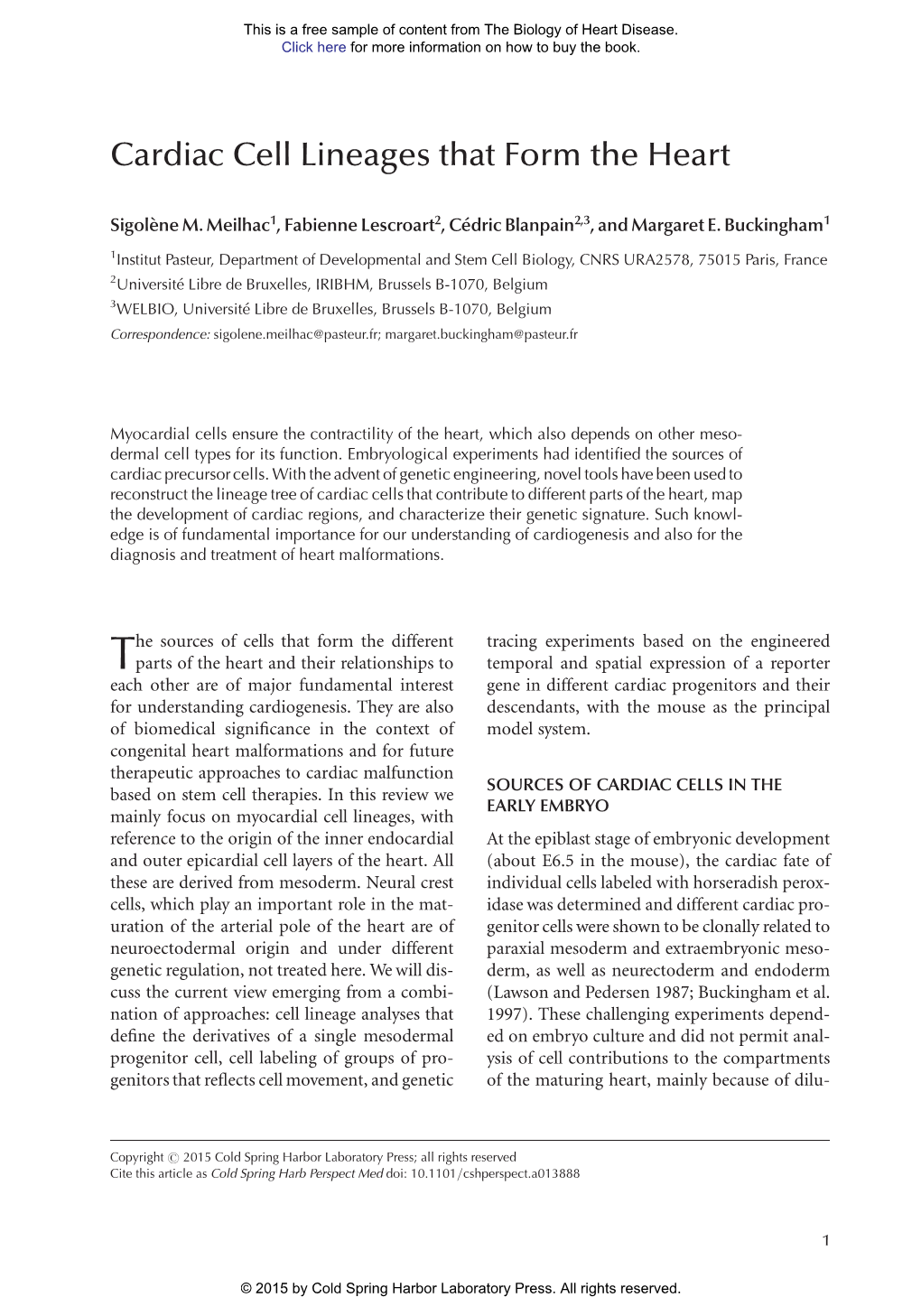 Cardiac Cell Lineages That Form the Heart