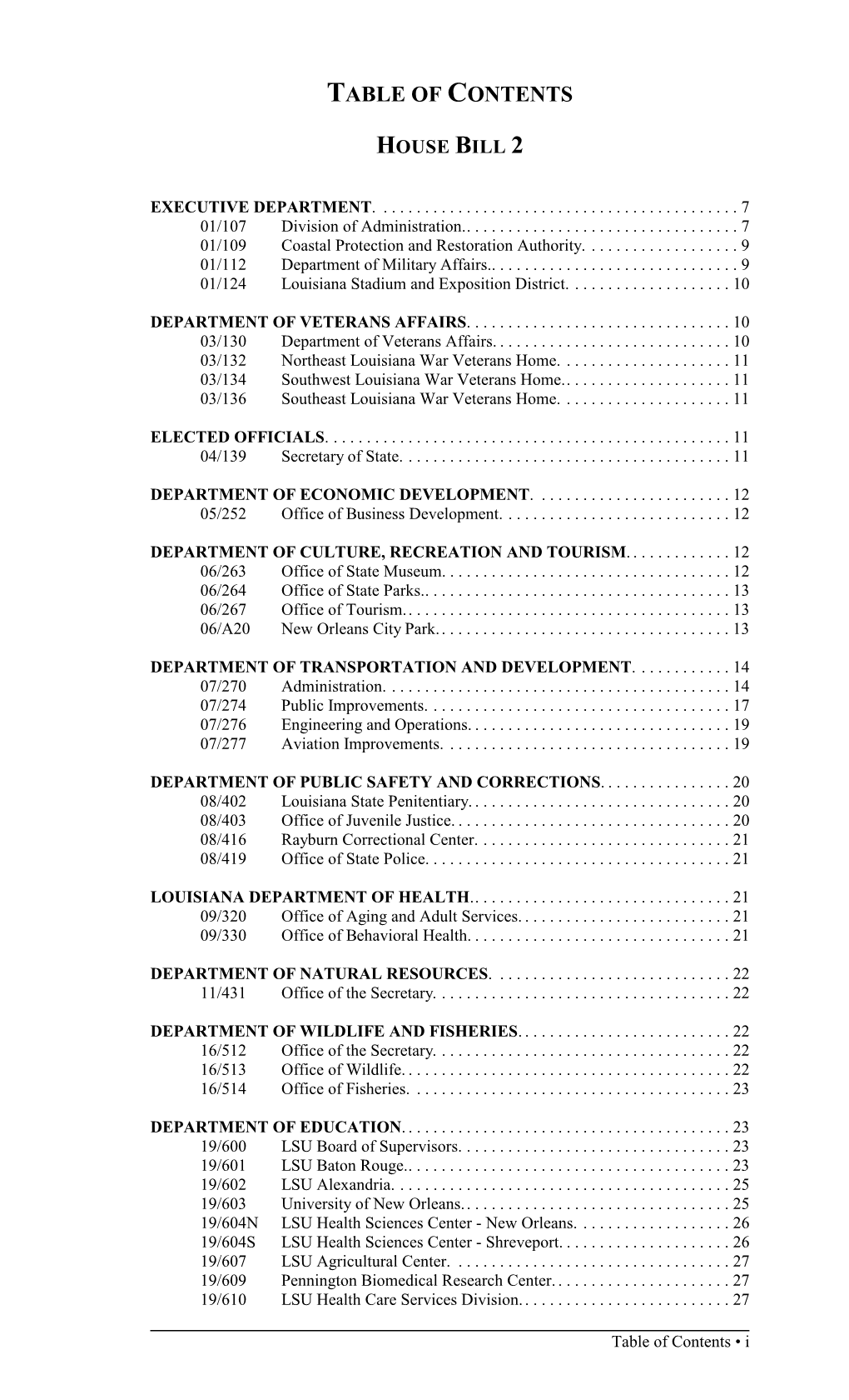 Table of Contents