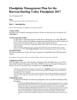 Floodplain Management Plan for the Barwon-Darling Valley Floodplain 2017