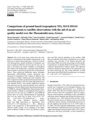 Comparisons of Ground-Based Tropospheric NO2 MAX-DOAS Measurements to Satellite Observations with the Aid of an Air Quality Model Over the Thessaloniki Area, Greece