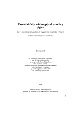 Essential-Fatty Acid Supply of Weanling Piglets