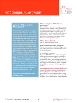 MITOCHONDRIAL MYOPATHY Mitochondrial Myopathy