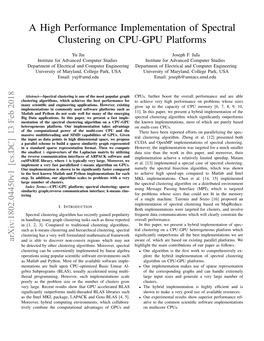 A High Performance Implementation of Spectral Clustering on CPU-GPU Platforms