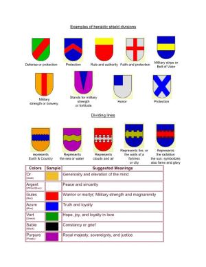 Examples of Heraldic Shield Divisions Dividing Lines Colors Sample