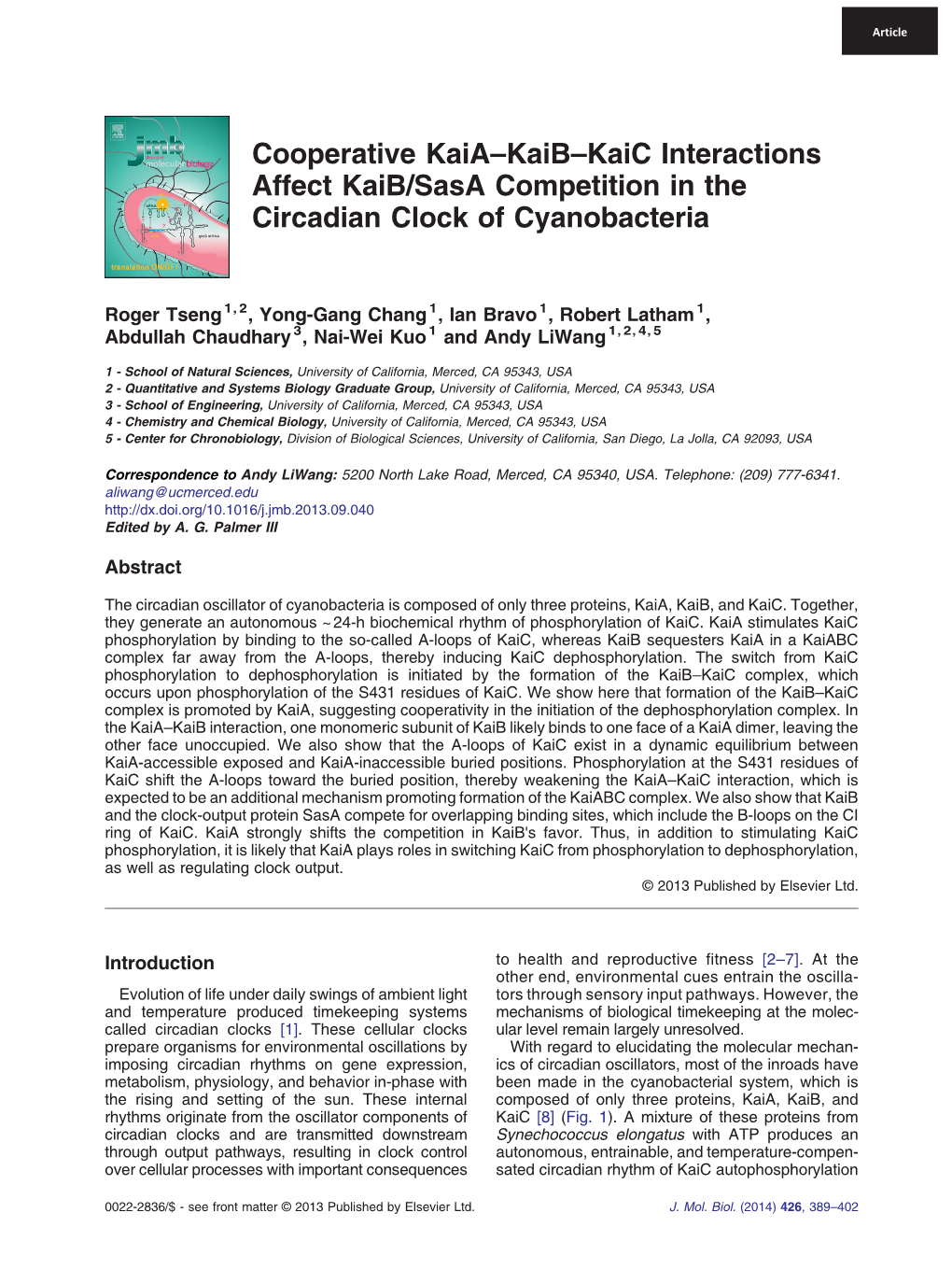 Kaib–Kaic Interactions Affect Kaib/Sasa Competition in the Circadian Clock of Cyanobacteria