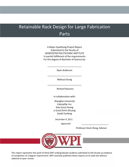 Retainable Rack Design for Large Fabrication Parts